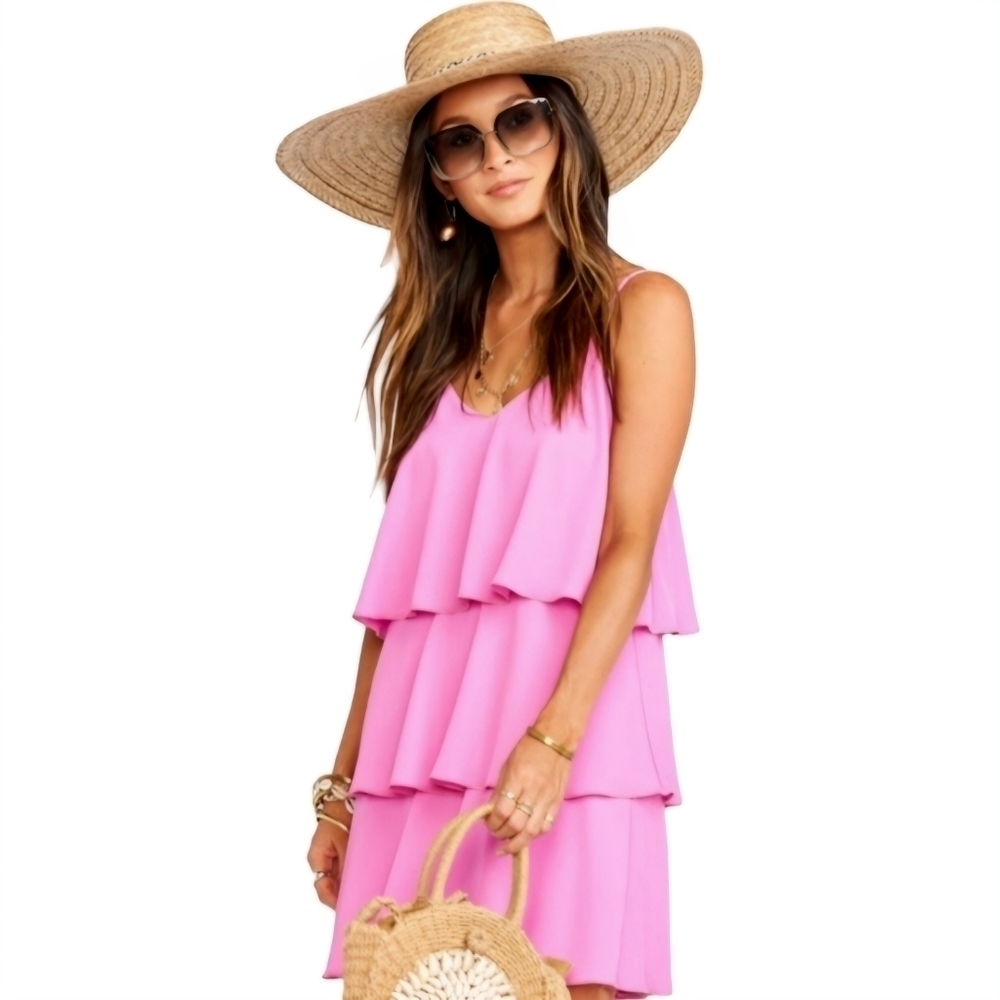 Show Me Your Mumu Womens Pink Suarez Ruffle Dress Size M - NWT‎